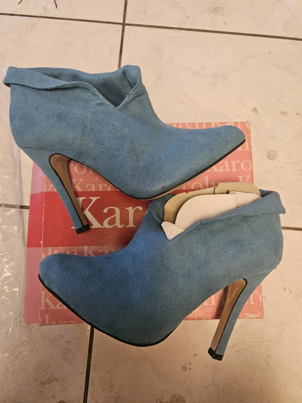 Women’s Teal Suede High Heel Booties